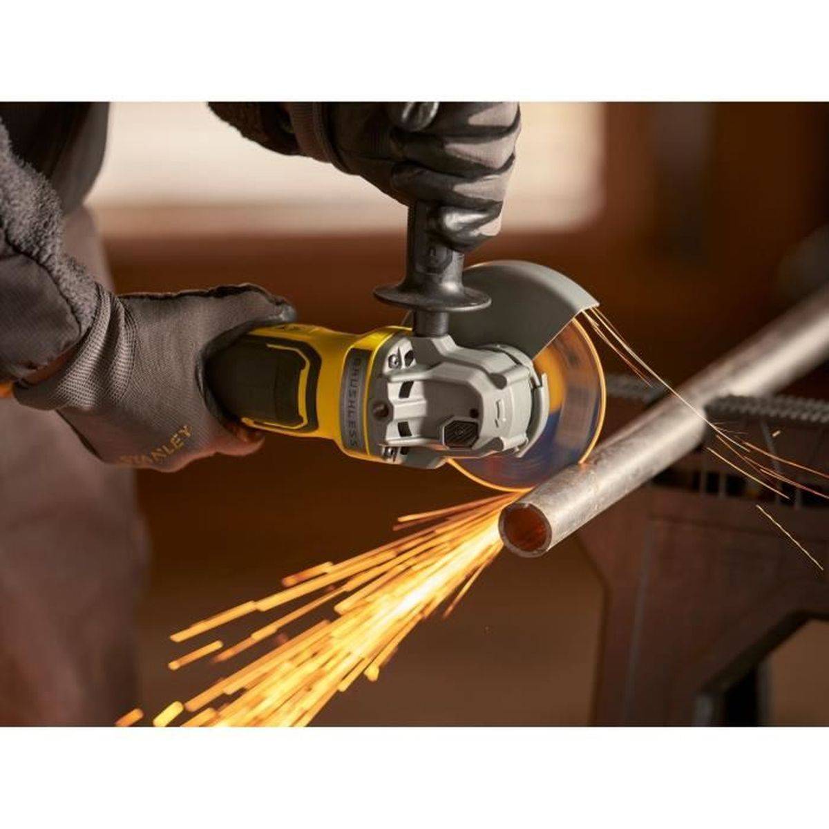 stanley - Meuleuse d’angle sans fil 125 mm 18 V, sans balais, 8500 tr/min, frein électronique, coffret - STANLEY - Image 7