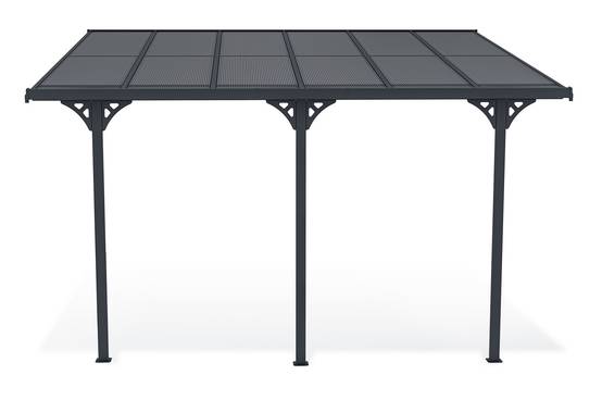 Pergola/Carport adossée 12m² KLEO 4x3 m gris - toit terrasse en aluminium et polycarbonate - Image 4