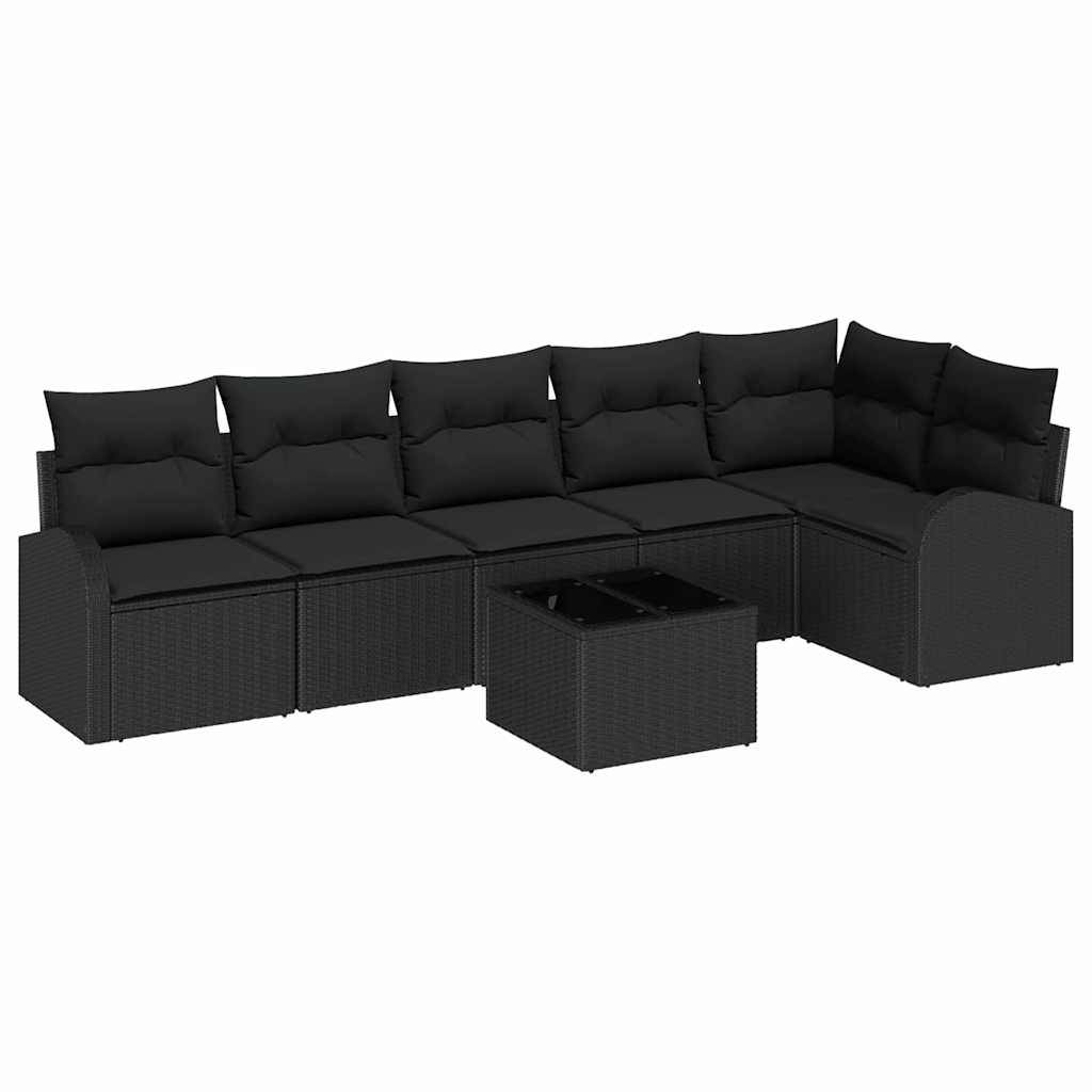 Salon de Jardin 6 Places en Poly Rotin Modulable avec Table Basse et Coussins Confortables Noir – ComfortXL Outdoor Living - Image 2