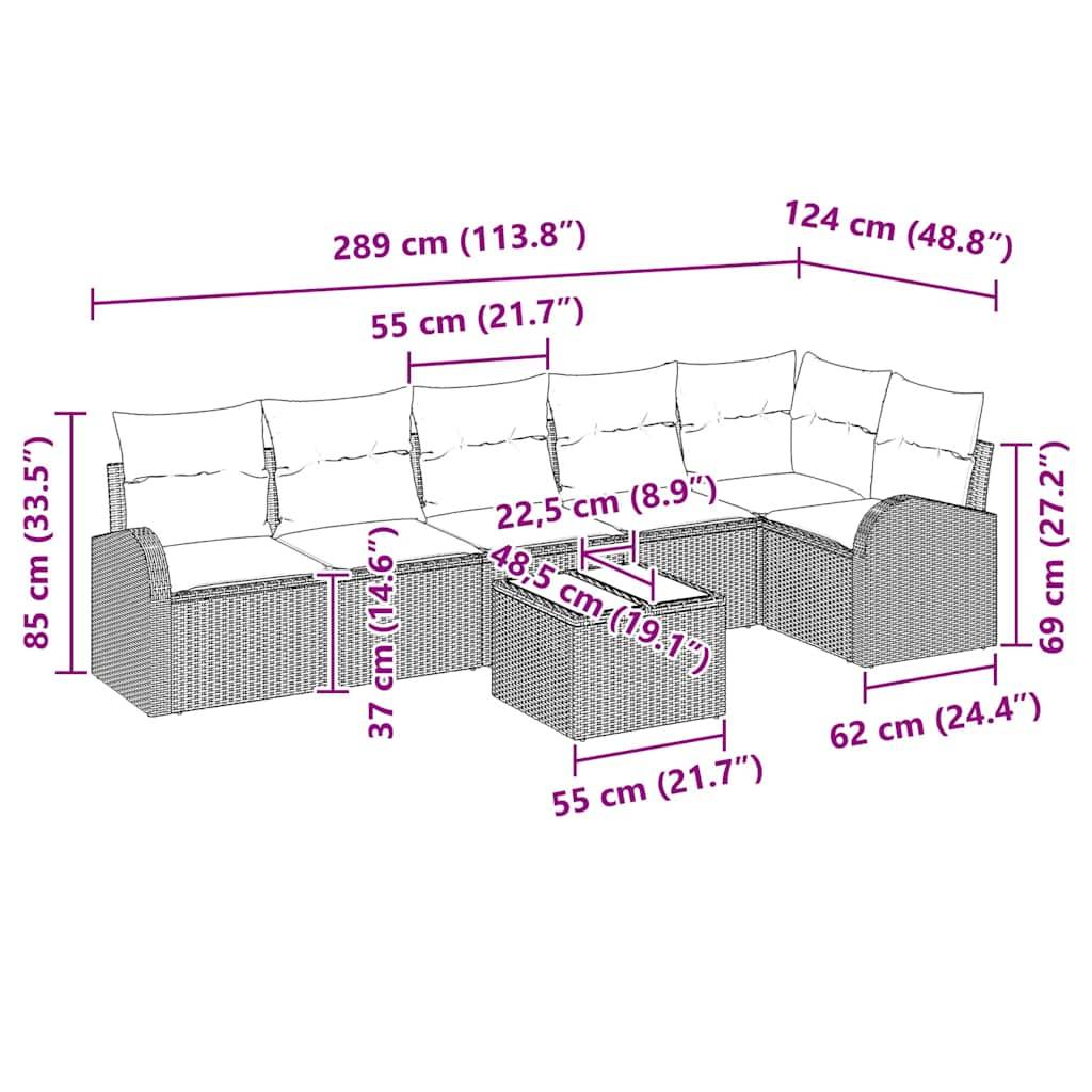 Salon de Jardin 6 Places en Poly Rotin Modulable avec Table Basse et Coussins Confortables Noir – ComfortXL Outdoor Living - Image 5
