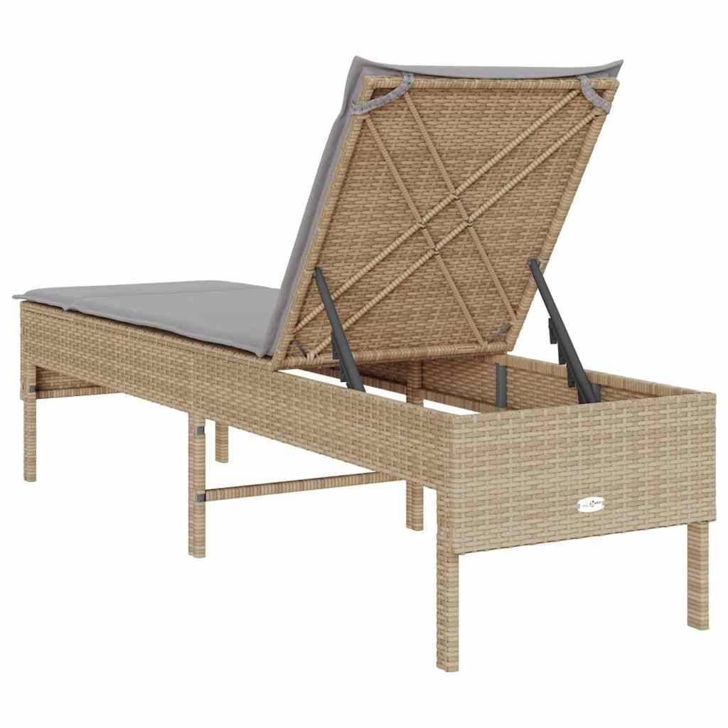 Vidaxl - Transat avec coussin beige 55x200x44cm résine tressée vidaXL 4104103 - Image 8