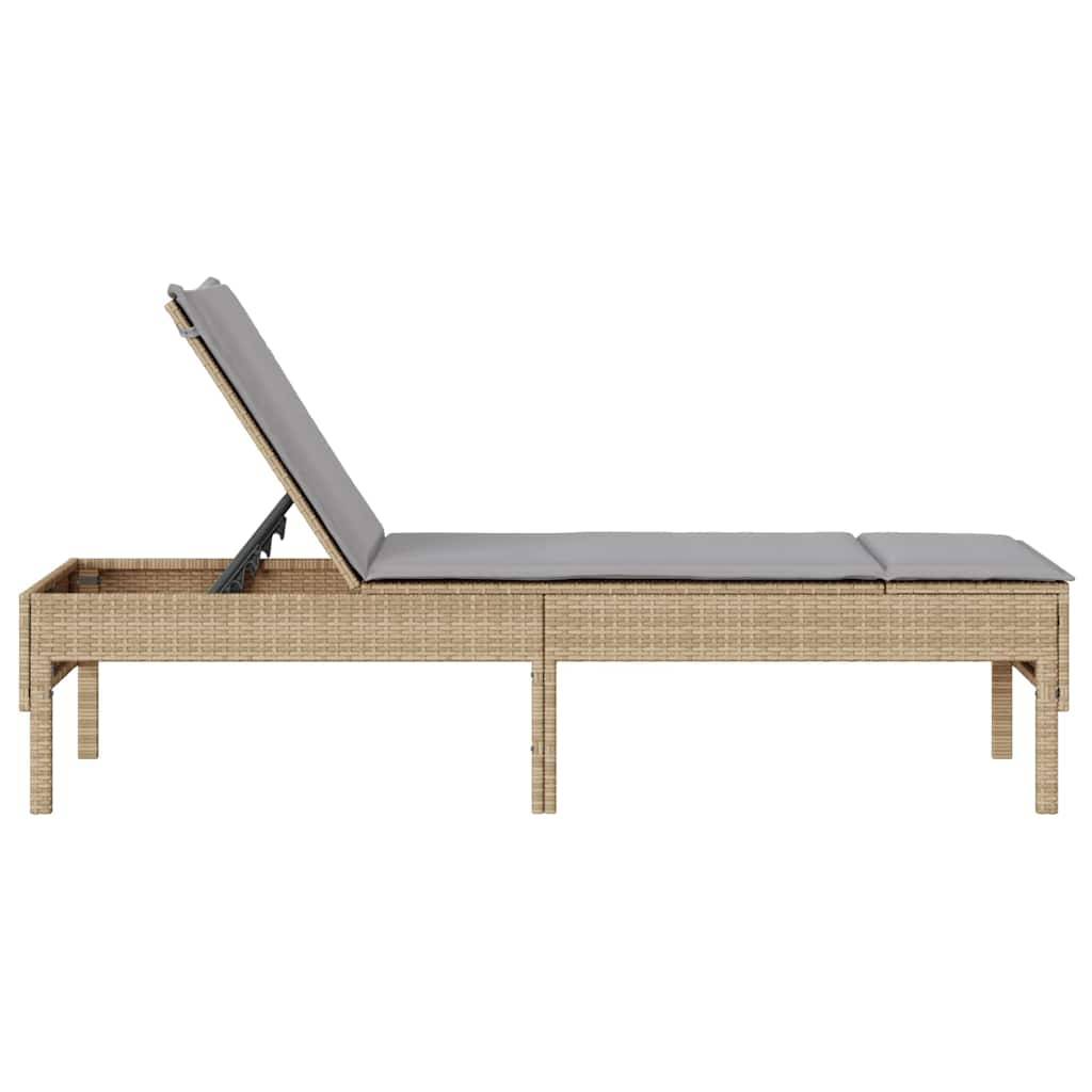 Vidaxl - Transat avec coussin beige 55x200x44cm résine tressée vidaXL 4104103 - Image 7