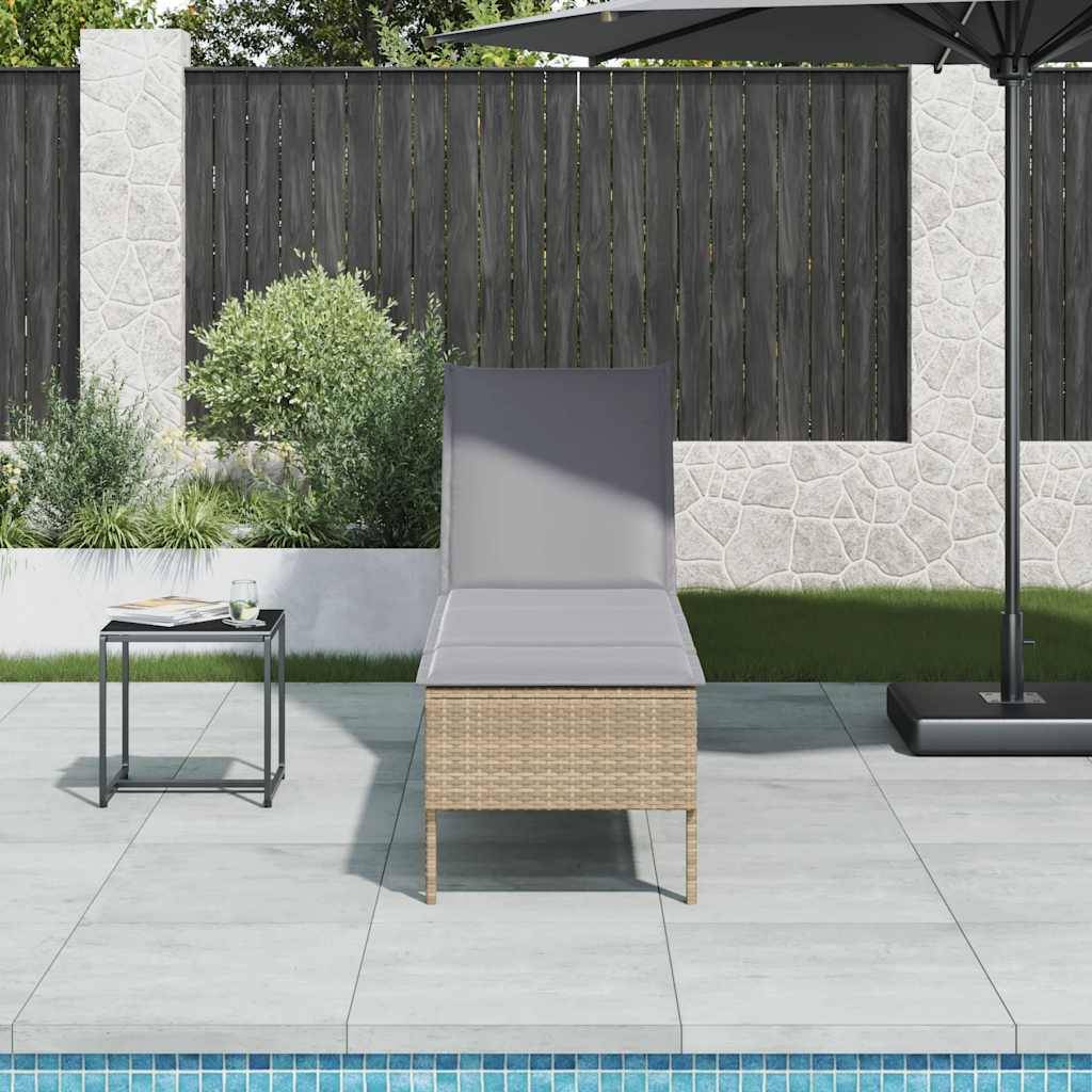 Vidaxl - Transat avec coussin beige 55x200x44cm résine tressée vidaXL 4104103 - Image 1