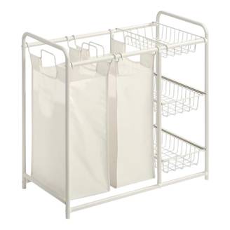 Panier à linge 2 bacs " Linea" 78cm Beige