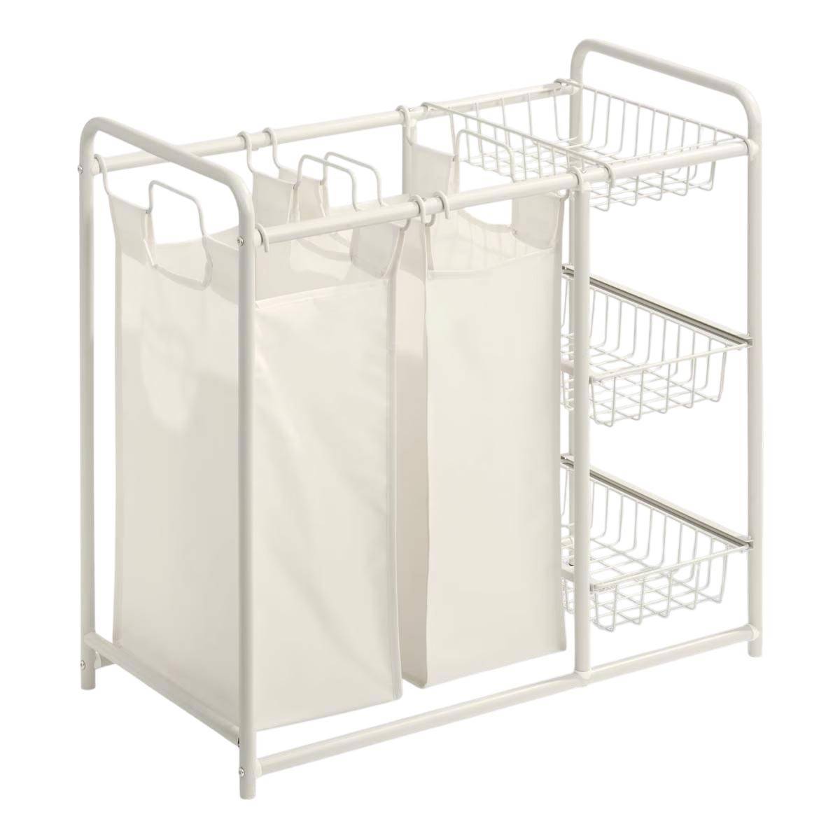 Panier à linge 2 bacs " Linea" 78cm Beige - Image 1