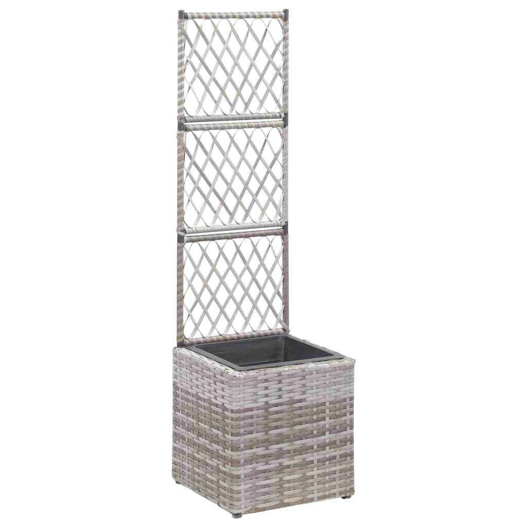 Jardinière lit surélevé plantes fleurs jardin en treillis 1 pot 30 x 30 x 107 cm résine tressée gris - Image 1