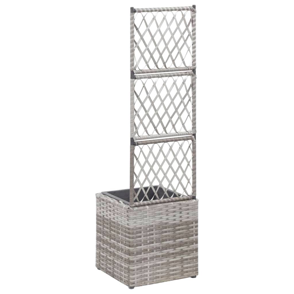 Jardinière lit surélevé plantes fleurs jardin en treillis 1 pot 30 x 30 x 107 cm résine tressée gris - Image 3