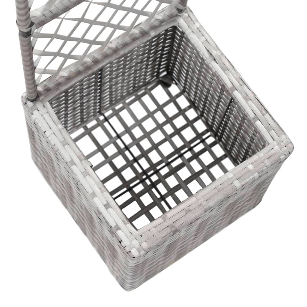 Jardinière lit surélevé plantes fleurs jardin en treillis 1 pot 30 x 30 x 107 cm résine tressée gris - Image 6