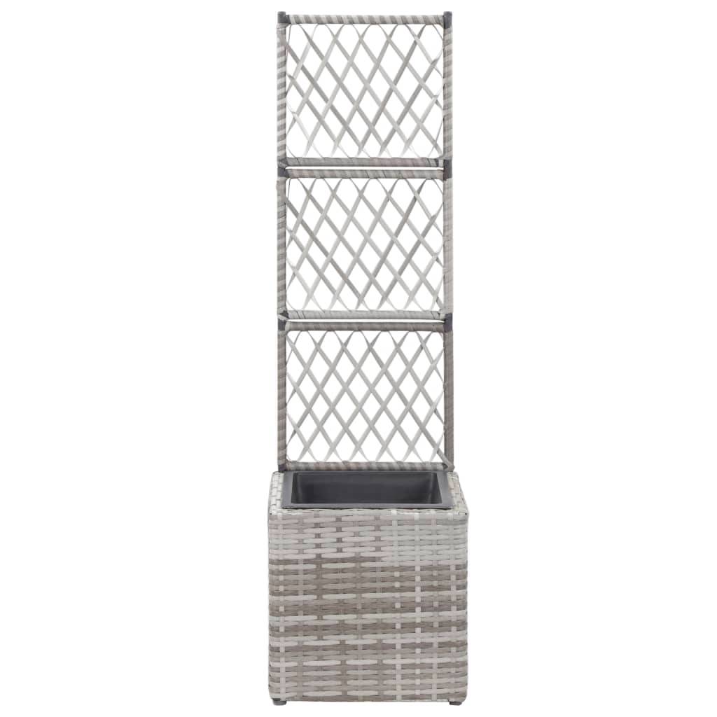 Jardinière lit surélevé plantes fleurs jardin en treillis 1 pot 30 x 30 x 107 cm résine tressée gris - Image 2