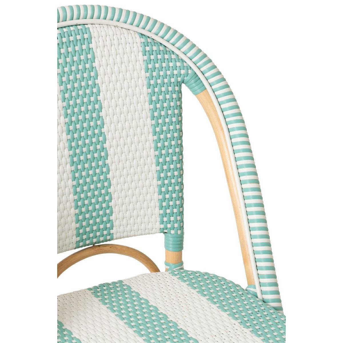 J-Line - Chaise de Jardin en Rotin "Reyes" 86cm Bleu & Blanc - Image 7