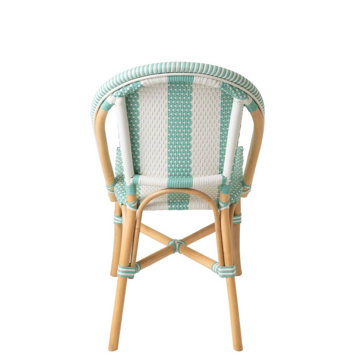 J-Line - Chaise de Jardin en Rotin "Reyes" 86cm Bleu & Blanc - Image 4