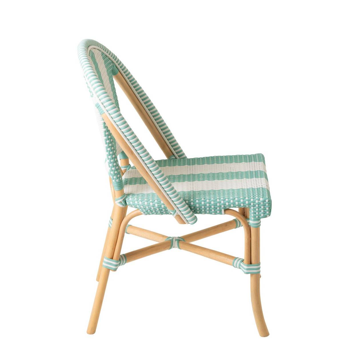 J-Line - Chaise de Jardin en Rotin "Reyes" 86cm Bleu & Blanc - Image 3