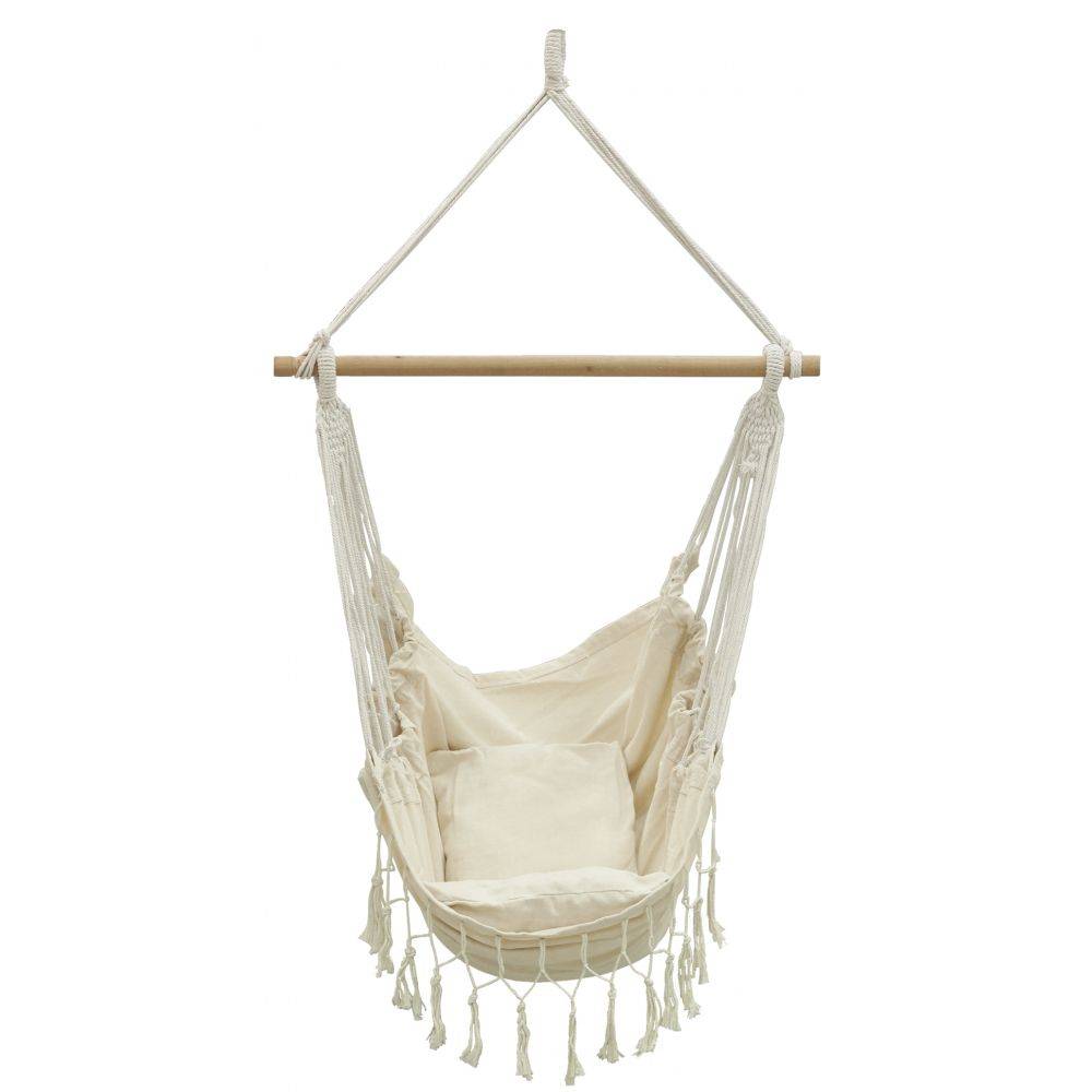 Aubry Gaspard - Fauteuil hamac écru à franges en coton - Image 2