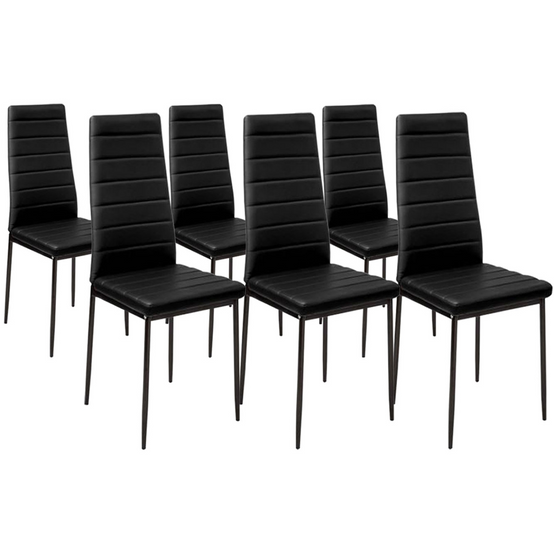 Ensemble table à manger GEORGIA 140 cm imitation hêtre et noire et 6 chaises ROMANE noires - Image 4