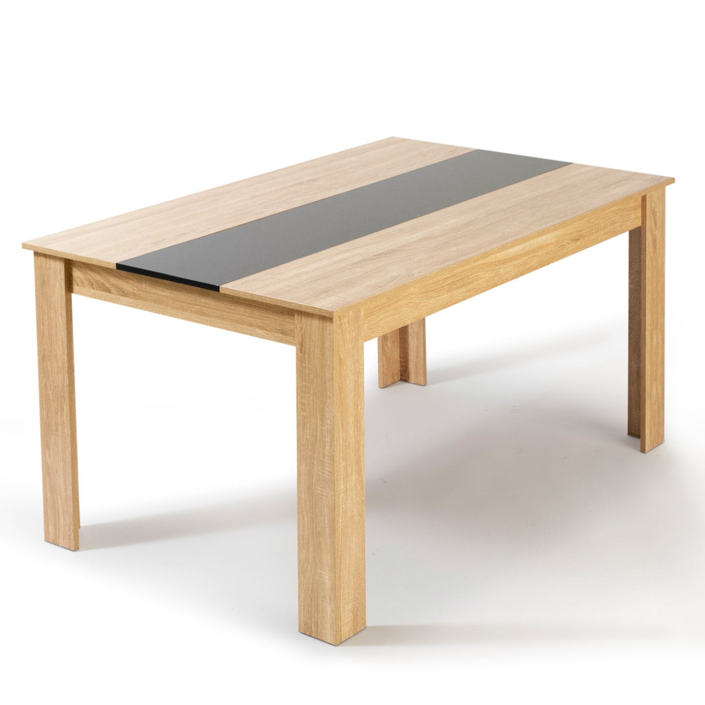 Ensemble table à manger GEORGIA 140 cm imitation hêtre et noire et 6 chaises ROMANE noires - Image 3