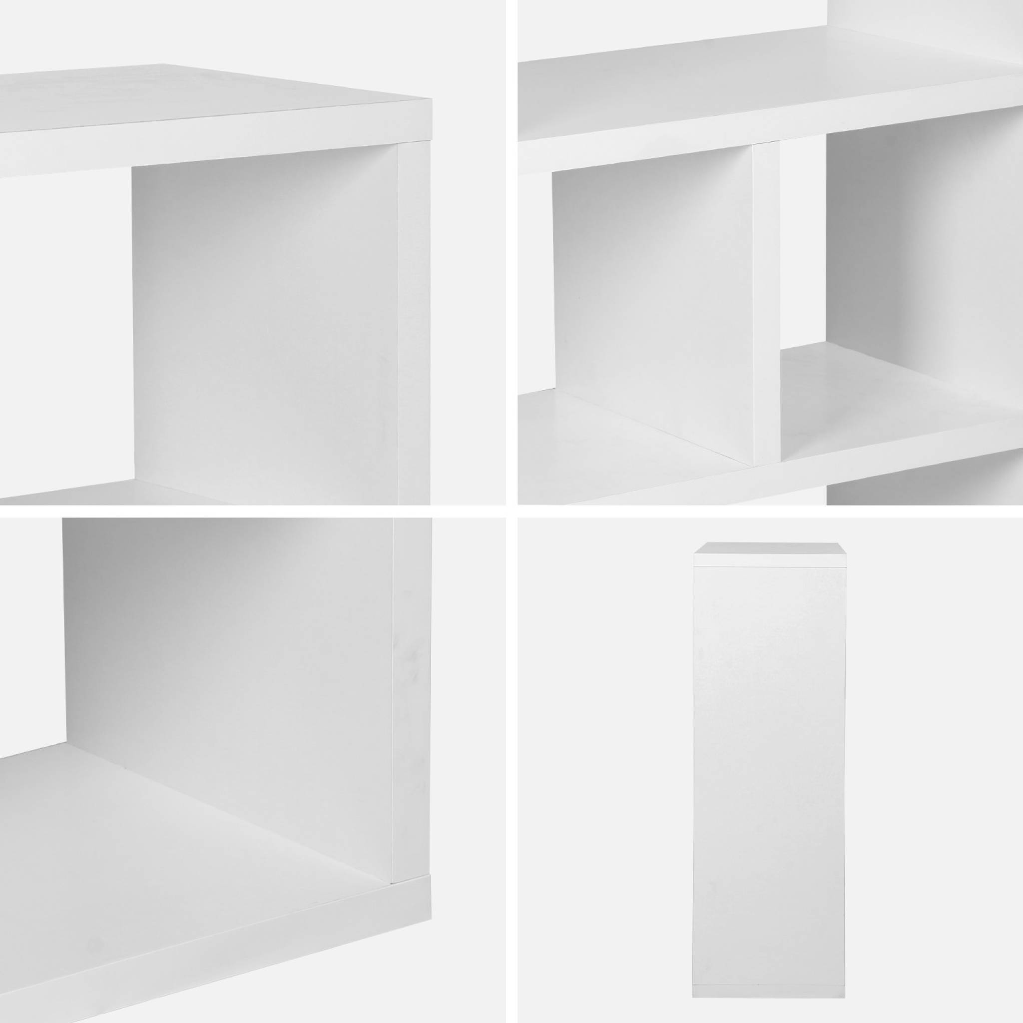 sweeek - Etagère bibliothèque asymétrique 3 niveaux 6 compartiments. casiers. effet bois blanc.  L 111.2 x P 39 x H 115.2cm | sweeek - Image 6