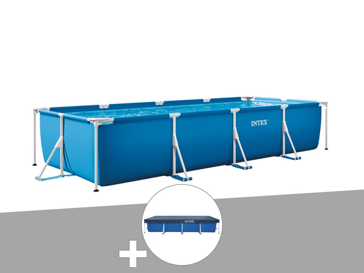 Kit piscine tubulaire rectangulaire 3,00 x 2,00 x 0,75 m + Bâche de protection - Intex