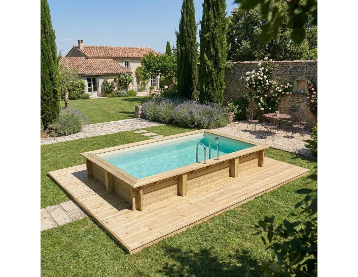 Altanka - Piscine hors sol en bois AQUA 4.65 x 2.85 - H.1.24 m, sable, cadre en métal - sans dalle - BAS7306OSPU3 - ALTANKA - Image 3