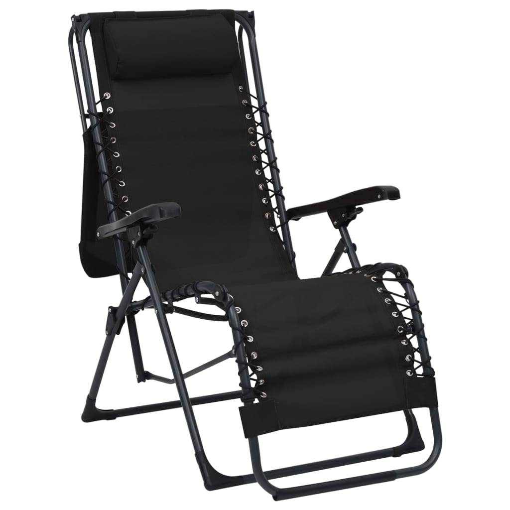 Helloshop26 - Lot de deux chaises pliables de terrasse textilène noir - Image 5