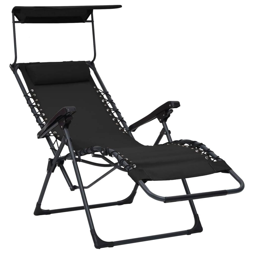 Helloshop26 - Lot de deux chaises pliables de terrasse textilène noir - Image 6