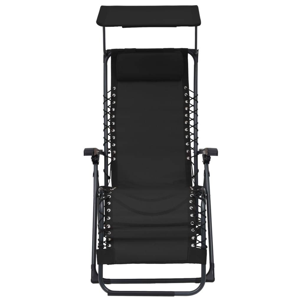 Helloshop26 - Lot de deux chaises pliables de terrasse textilène noir - Image 3