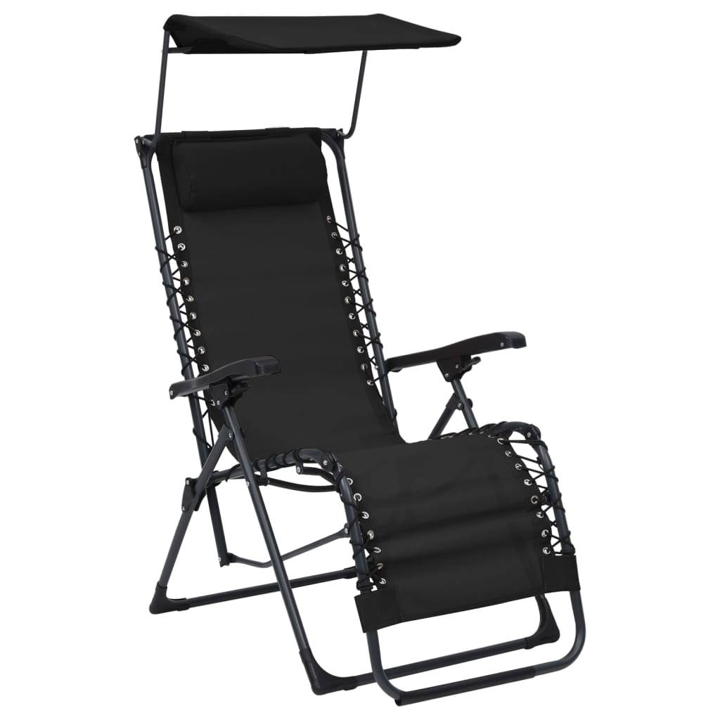 Helloshop26 - Lot de deux chaises pliables de terrasse textilène noir - Image 2