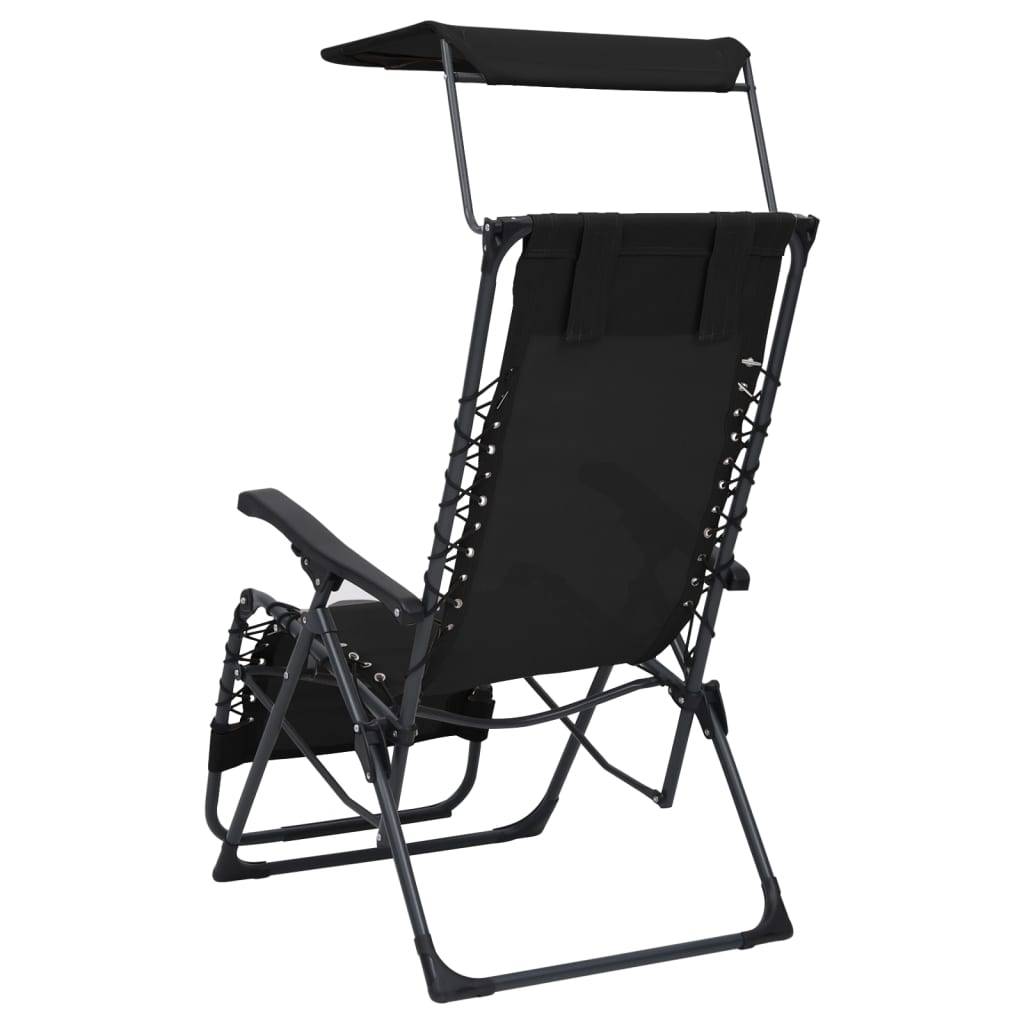 Helloshop26 - Lot de deux chaises pliables de terrasse textilène noir - Image 4