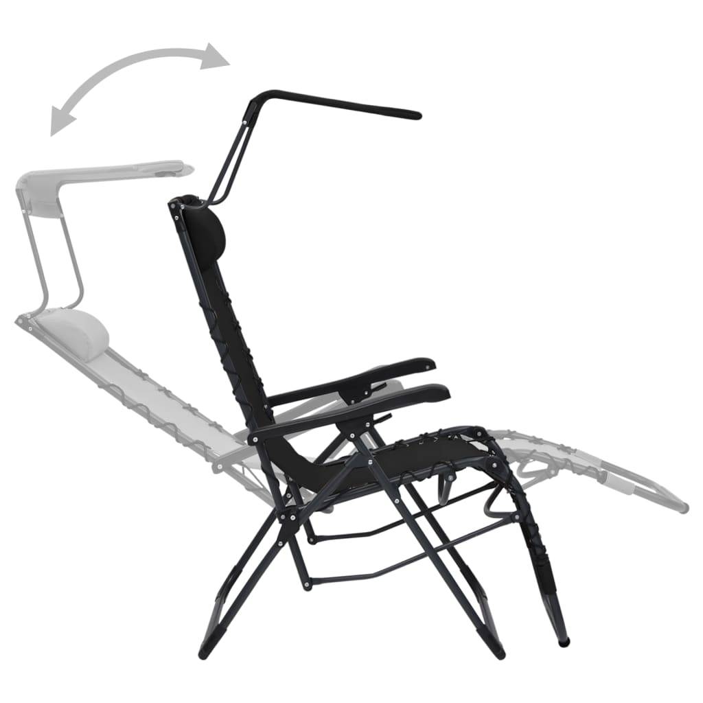 Helloshop26 - Lot de deux chaises pliables de terrasse textilène noir - Image 8