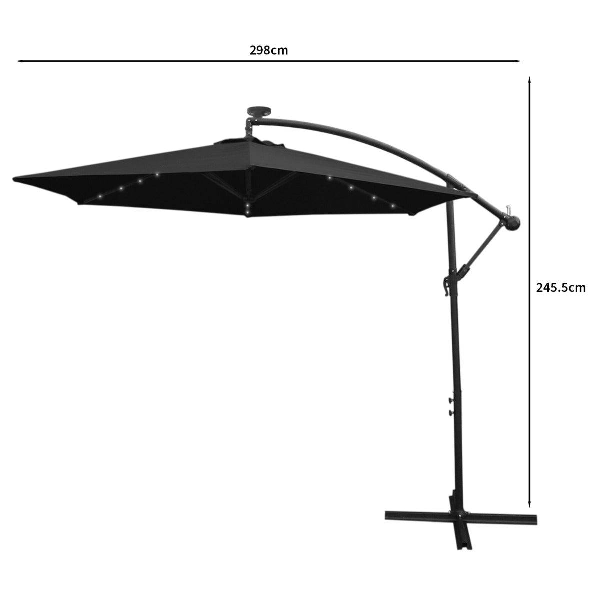 Monstershop - Parasol Noir 3m avec LED's Intégrés - Image 5