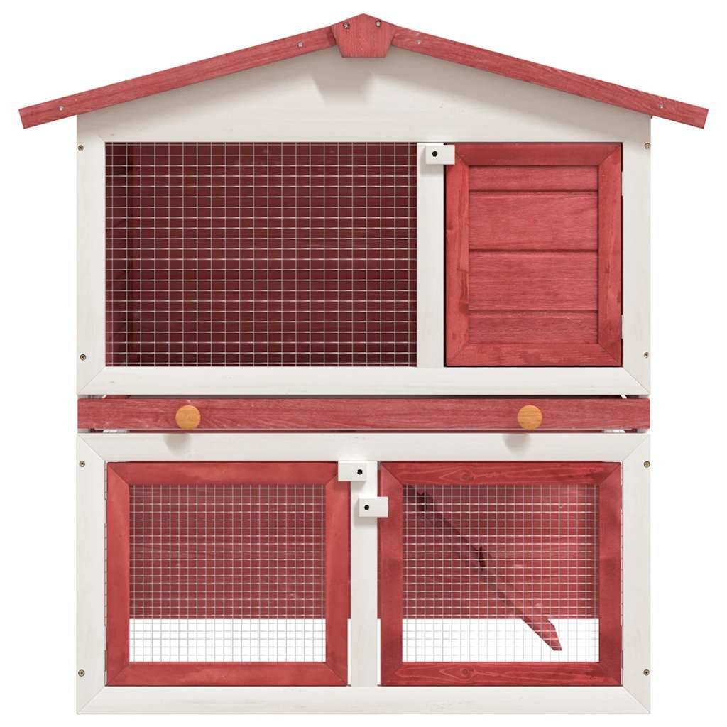 Grand clapier à lapin en bois 2 niveaux avec rampe extérieur Rouge – ComfortXL Outdoor Living - Image 2