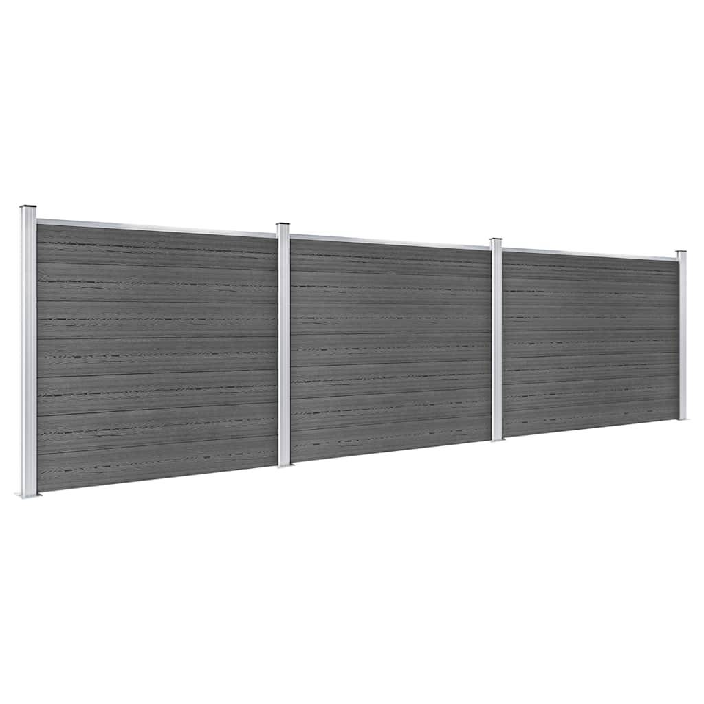 PANGIVO - Ensemble de panneau de clôture WPC Noir 526 x 146 cm - PANGIVO - Image 2