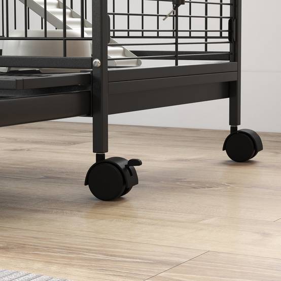 Cage Métal Multi-Niveaux Pour Furets Chinchillas Sur Roues 61x44x95cm Noir - ComfortXL Outdoor Living - Image 10