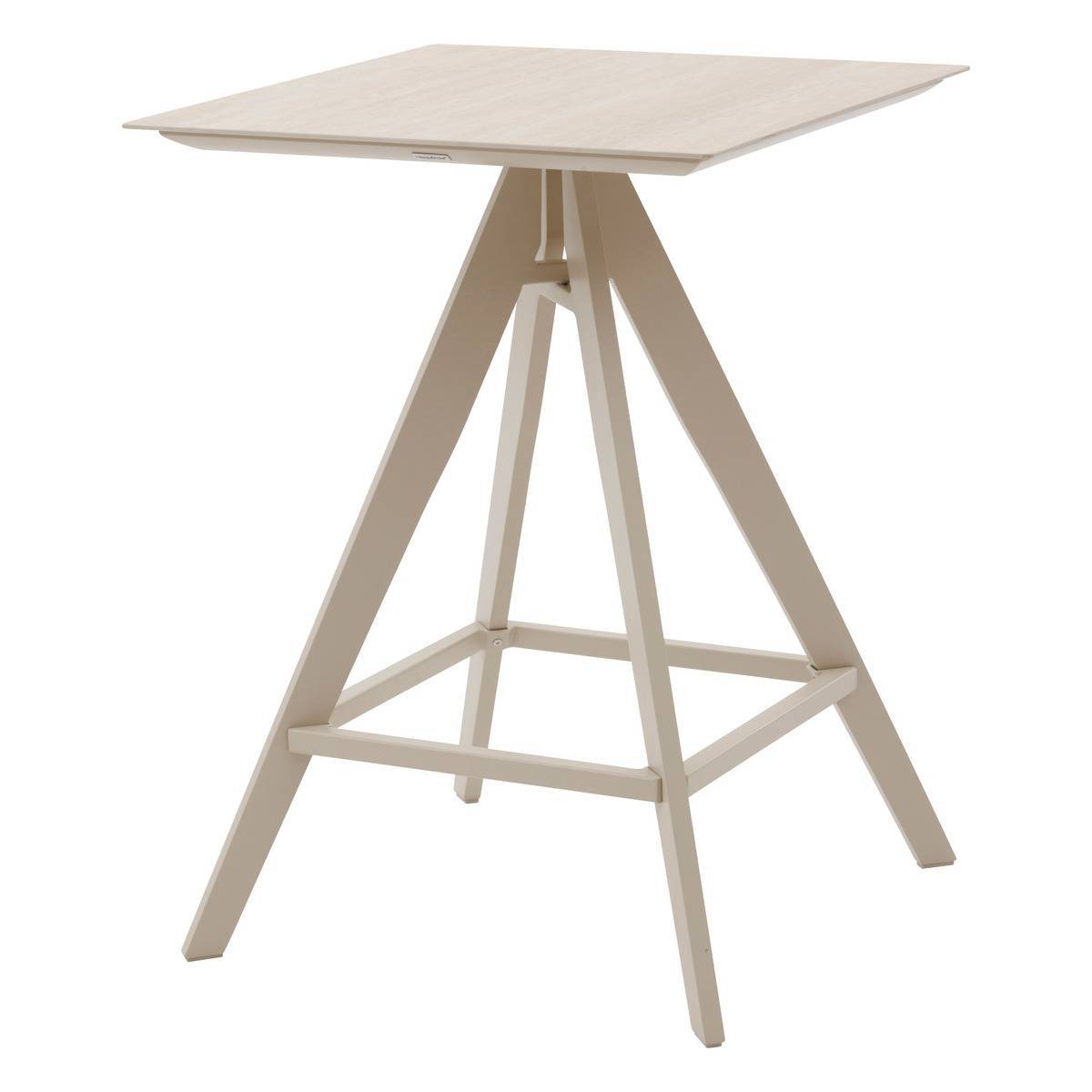 Hesperide - Table haute de jardin carrée "Terzano" vanille & argile 2 places en aluminium - Hespéride - Image 2