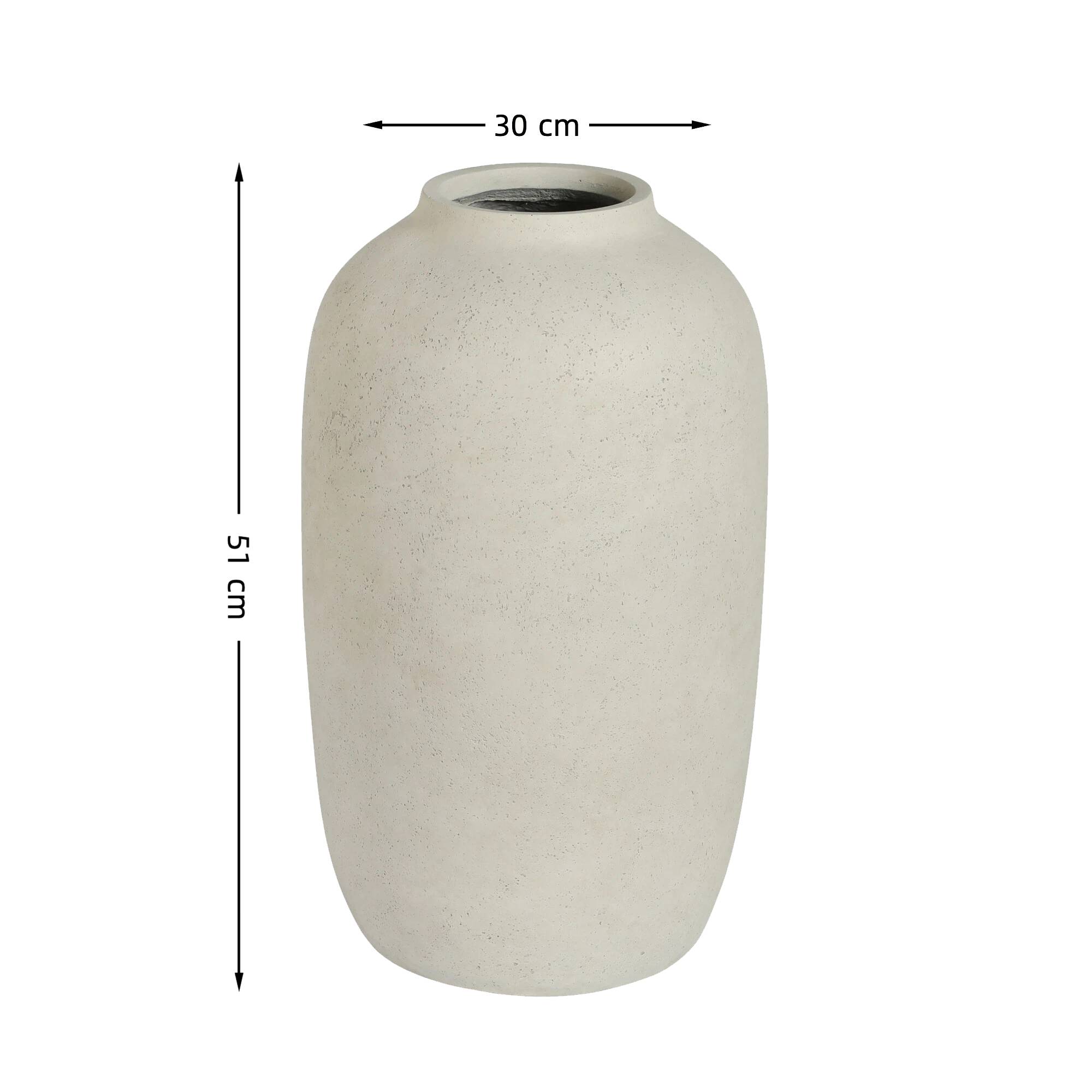 Grand pot de fleurs effet béton intérieur extérieur imperméable 30x51cm blanc - ComfortXL Outdoor Living - Image 6