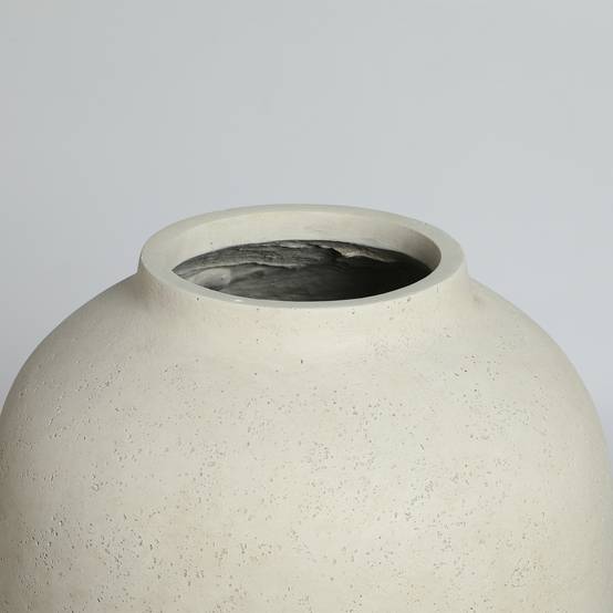 Grand pot de fleurs effet béton intérieur extérieur imperméable 30x51cm blanc - ComfortXL Outdoor Living - Image 8