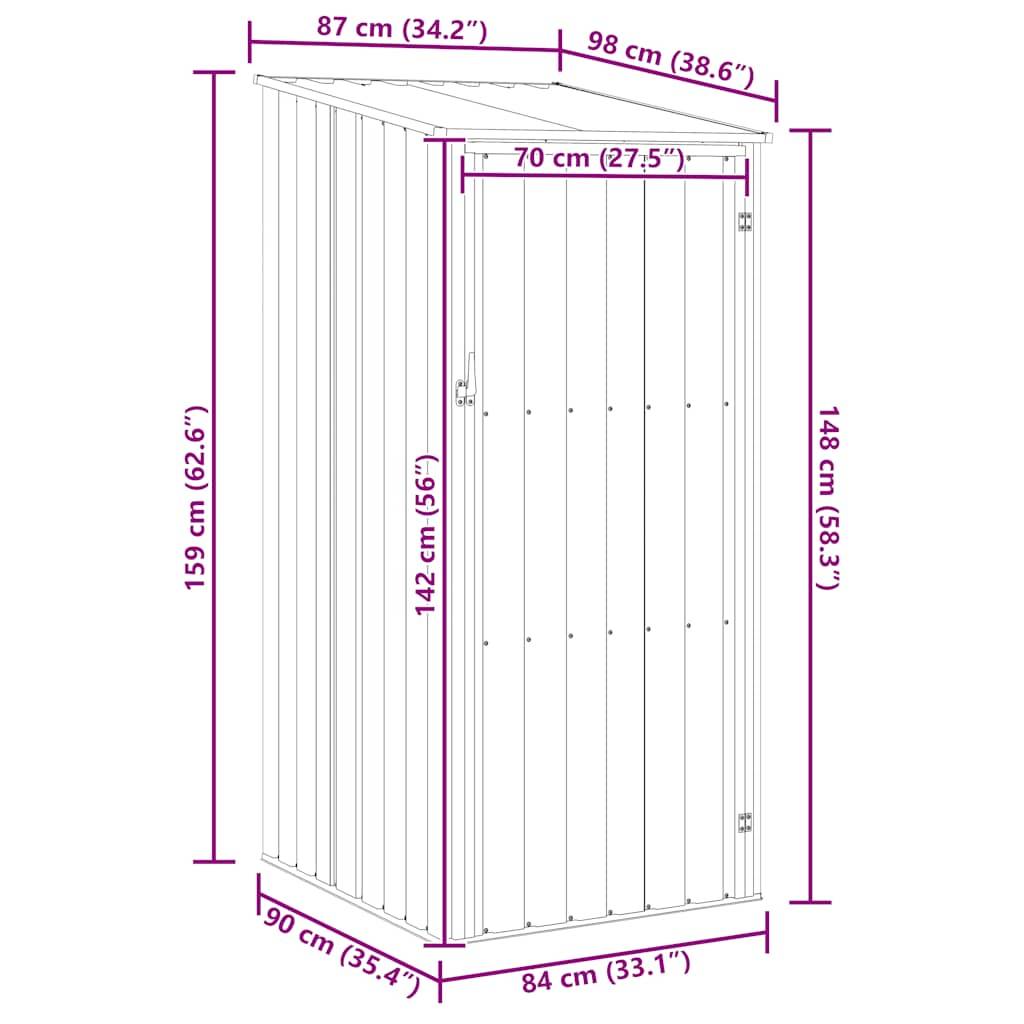 Vidaxl - Abri de jardin Gris 87x98x159 cm Acier galvanisé vidaXL 46290 - Image 3