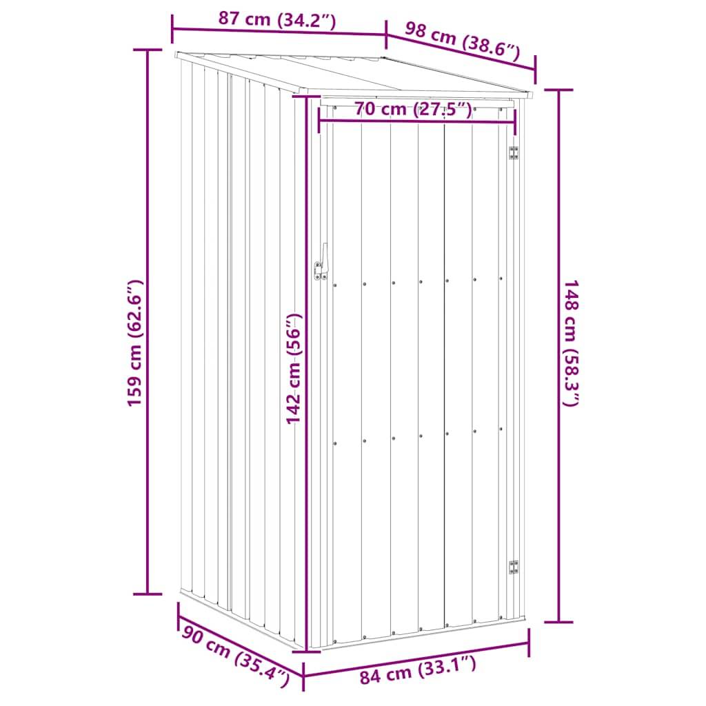 Vidaxl - Abri de jardin Gris 87x98x159 cm Acier galvanisé 0.9m² vidaXL 46290 - Image 3