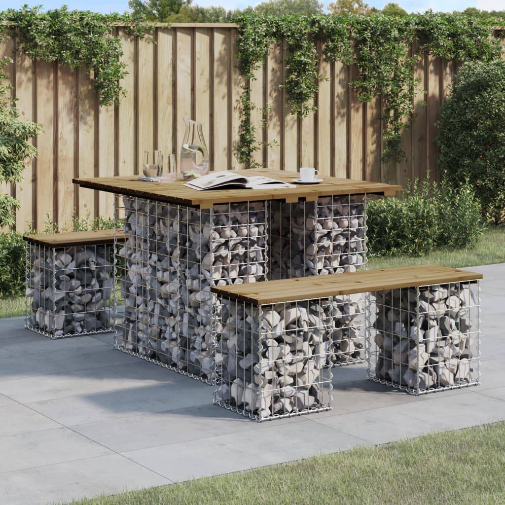 Maison Chic - Banc de jardin - Banc d'extérieur - Banquette design gabion 100x102x72 cm bois de pin imprégné-JU13959 - Image 2