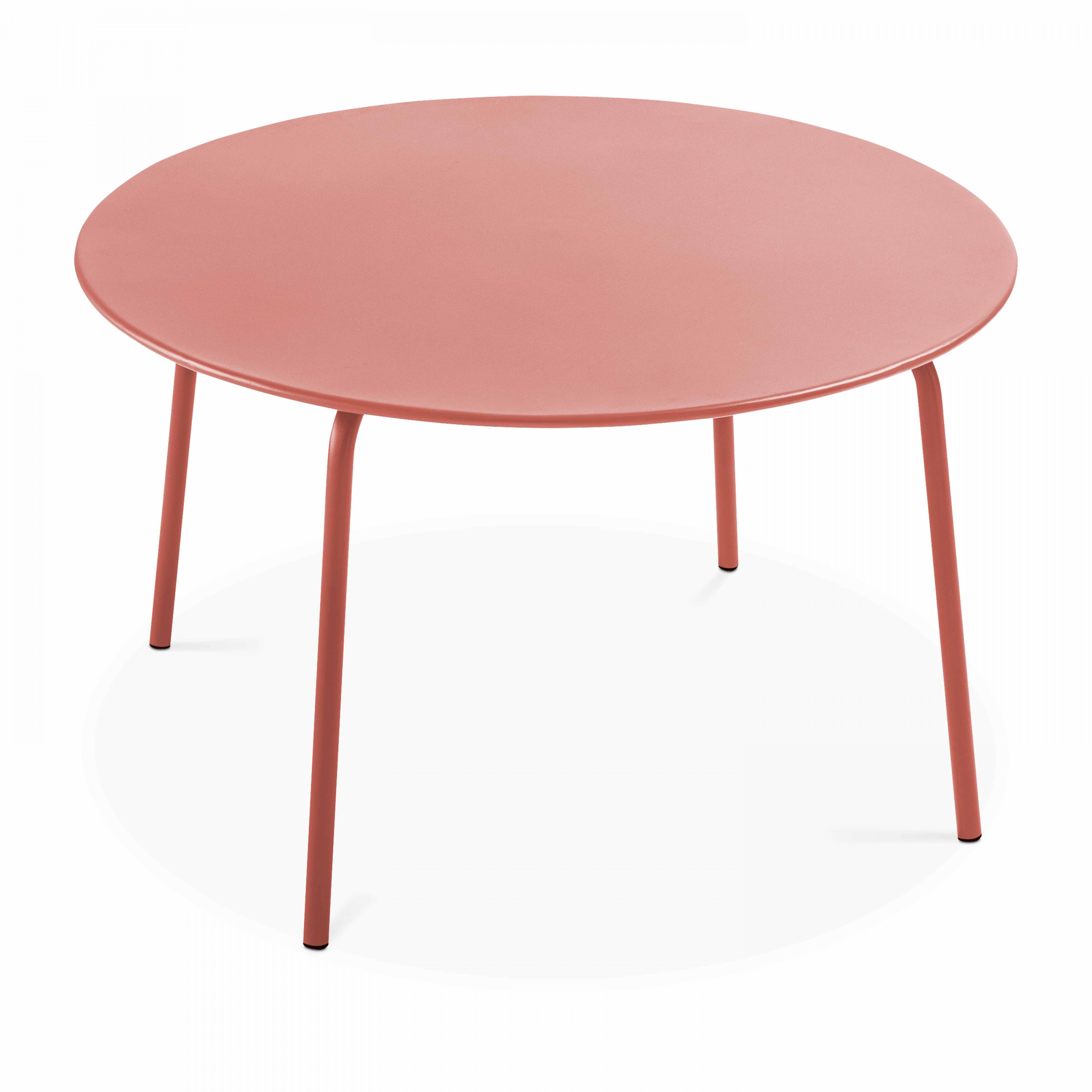 Oviala - Ensemble table de jardin ronde et 6 fauteuils acier argile Palavas - Oviala - Image 5