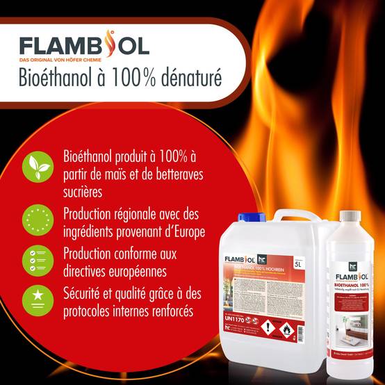 Bioéthanol à 100% dénaturé FLAMBIOL® en bidon de 5 L x 4 - Image 4