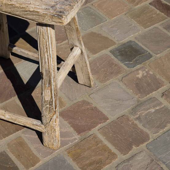 Pavé Grès Kandla Multicolore 14x14x2-2,5 cm (vendu au m² - 42 pavés/m²) - RO'MA NATURE - Image 1