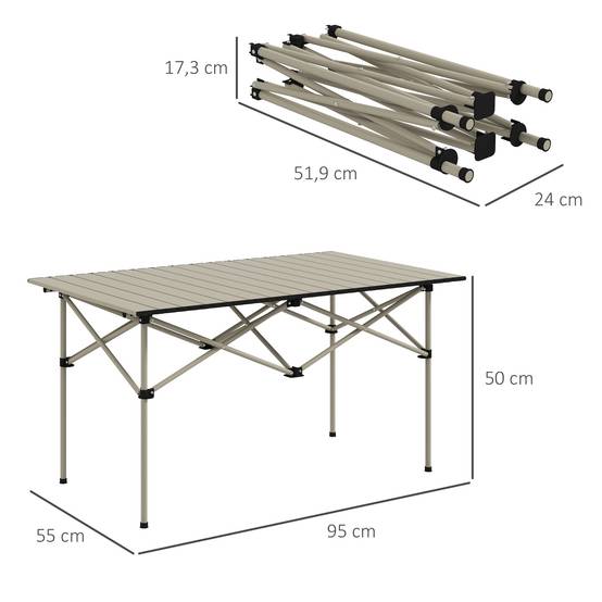 Table de camping pliante aluminium kaki 95 x 55 x 50 cm - PANGIVO - Image 5
