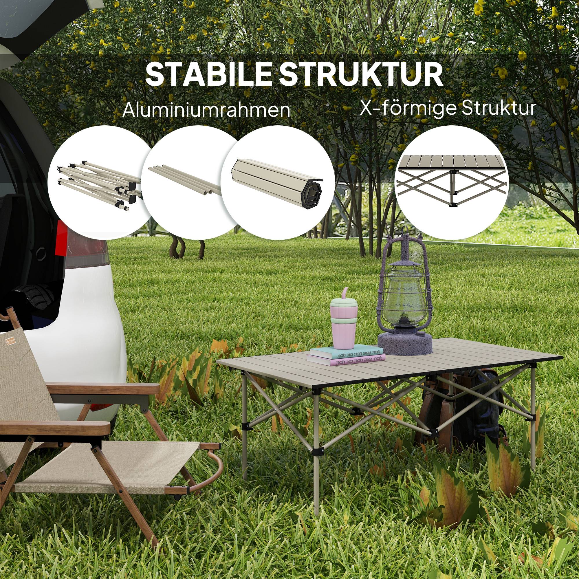 Table de camping pliante aluminium kaki 95 x 55 x 50 cm - PANGIVO - Image 7