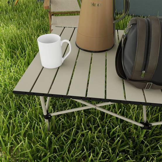 Table de camping pliante aluminium kaki 95 x 55 x 50 cm - PANGIVO - Image 9