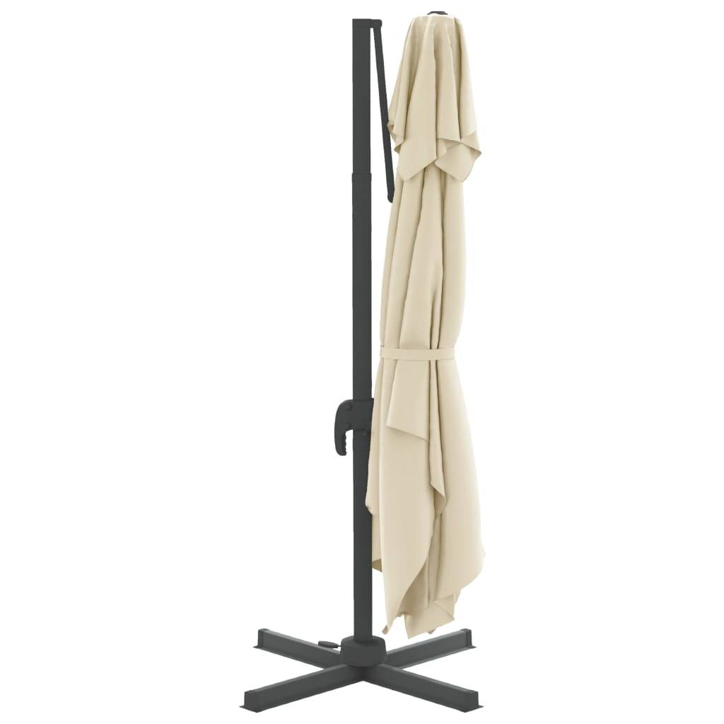Helloshop26 - Parasol meuble de jardin cantilever à double toit blanc 400 x 300 cm sable - Image 4