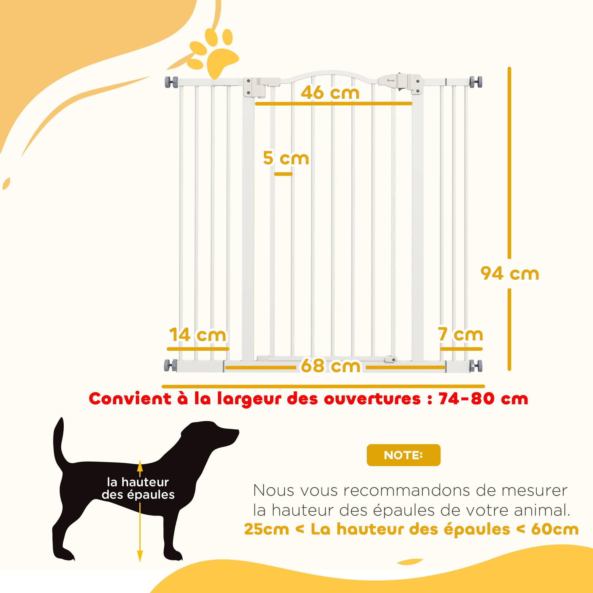 Barrière sécurité chien métal porte escalier fermeture auto extensible 100cm blanc - ComfortXL Outdoor Living - Image 5