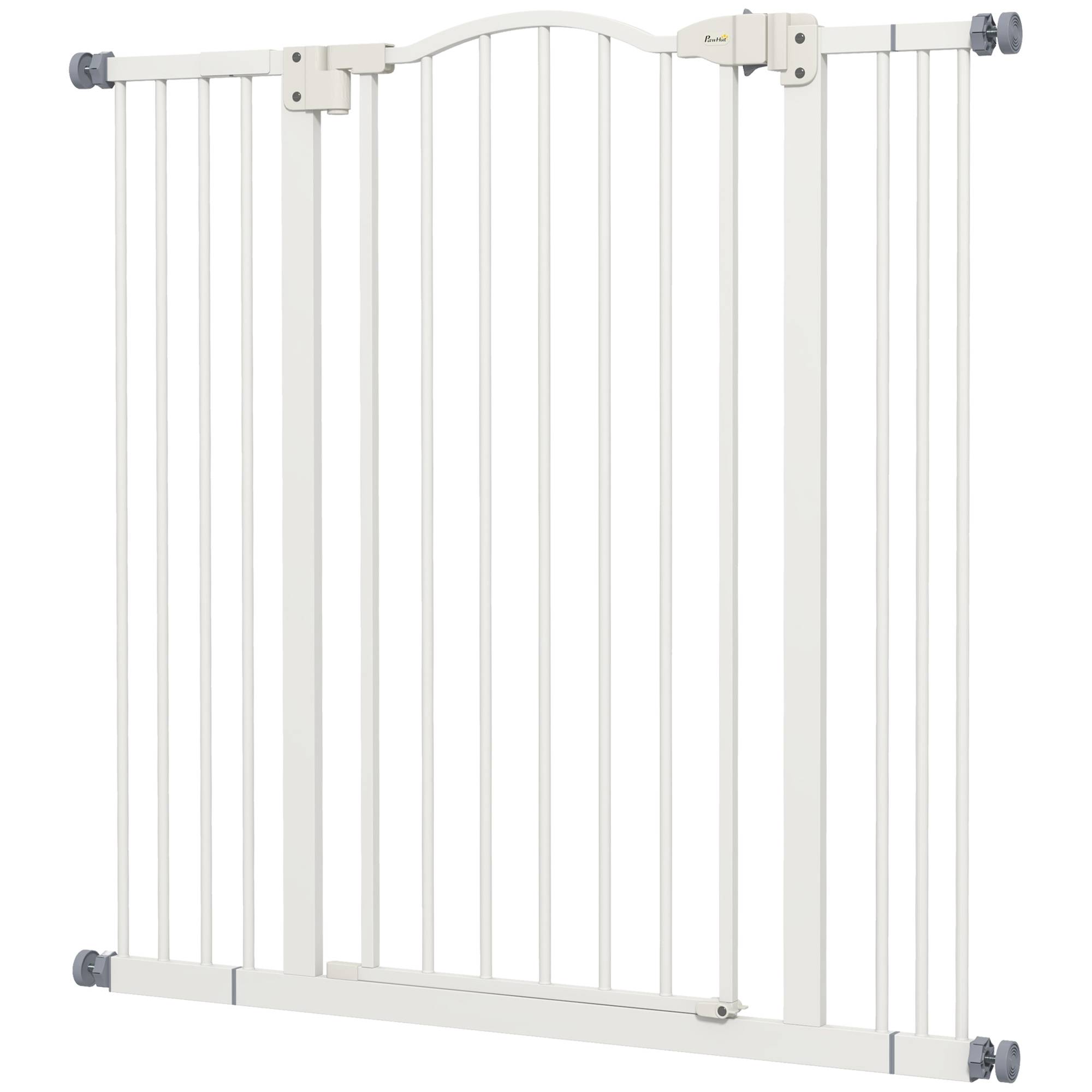 Barrière sécurité chien métal porte escalier fermeture auto extensible 100cm blanc - ComfortXL Outdoor Living - Image 2
