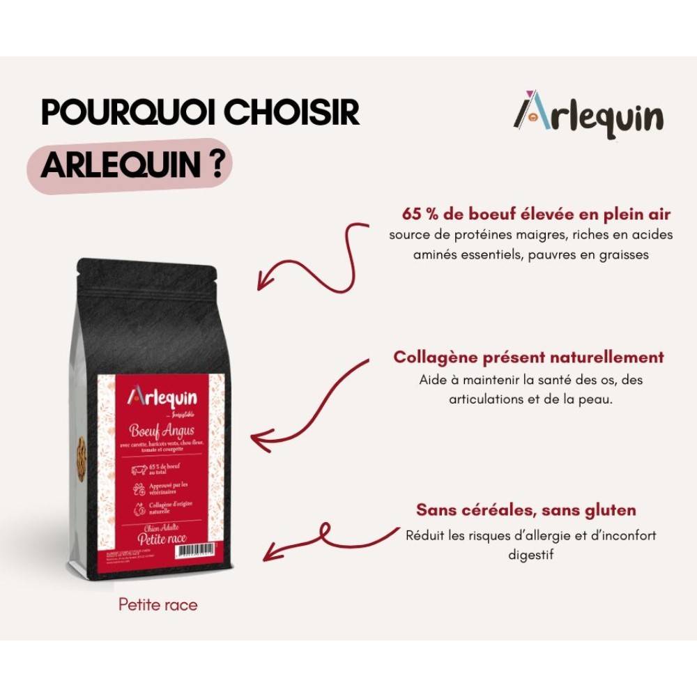 CROQUETTE CHIEN PETITE RACE SUPERFOOD SANS CÉRÉALES ARLEQUIN IRRÉSISTIBLE BOEUF ANGUS 6 kg - Image 3