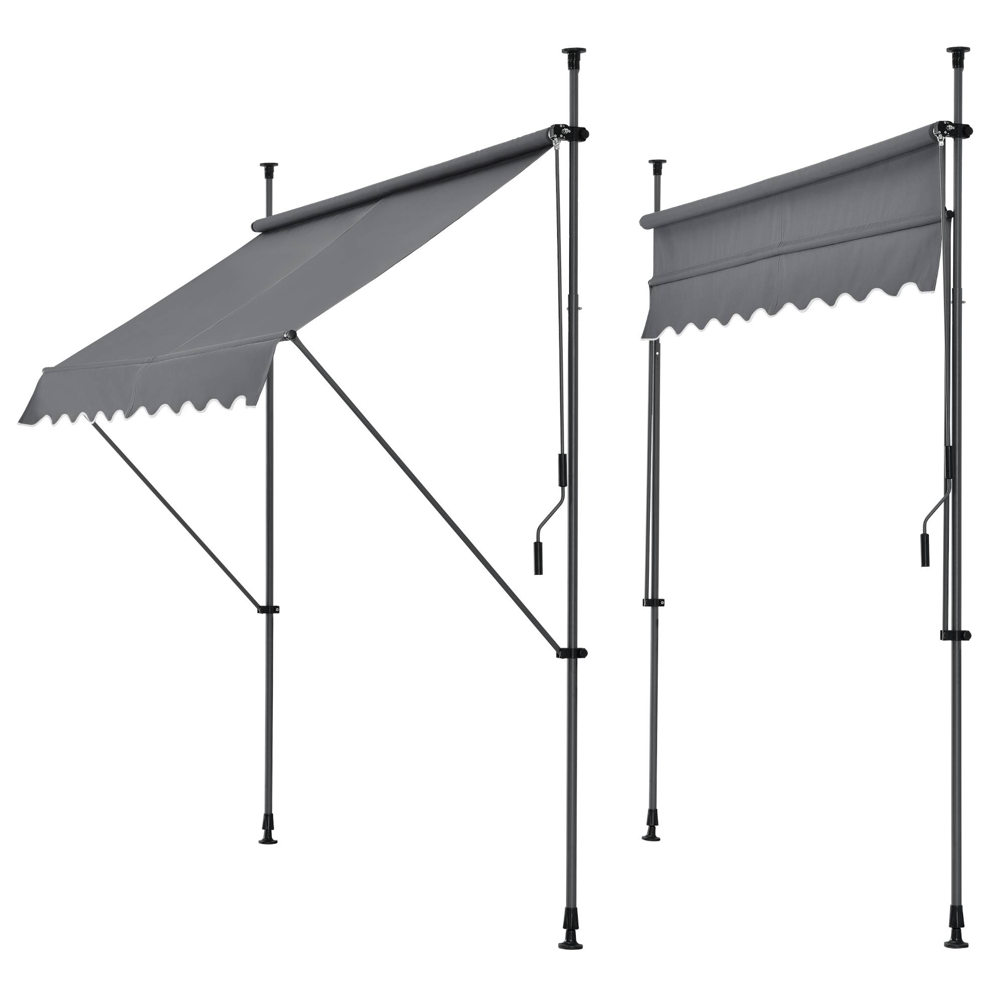 Pro.Tec - Store Banne Téléscopique Acier Polyester 350 x 120 x 220-309 cm Gris Ardoise [pro.tec] - Image 1