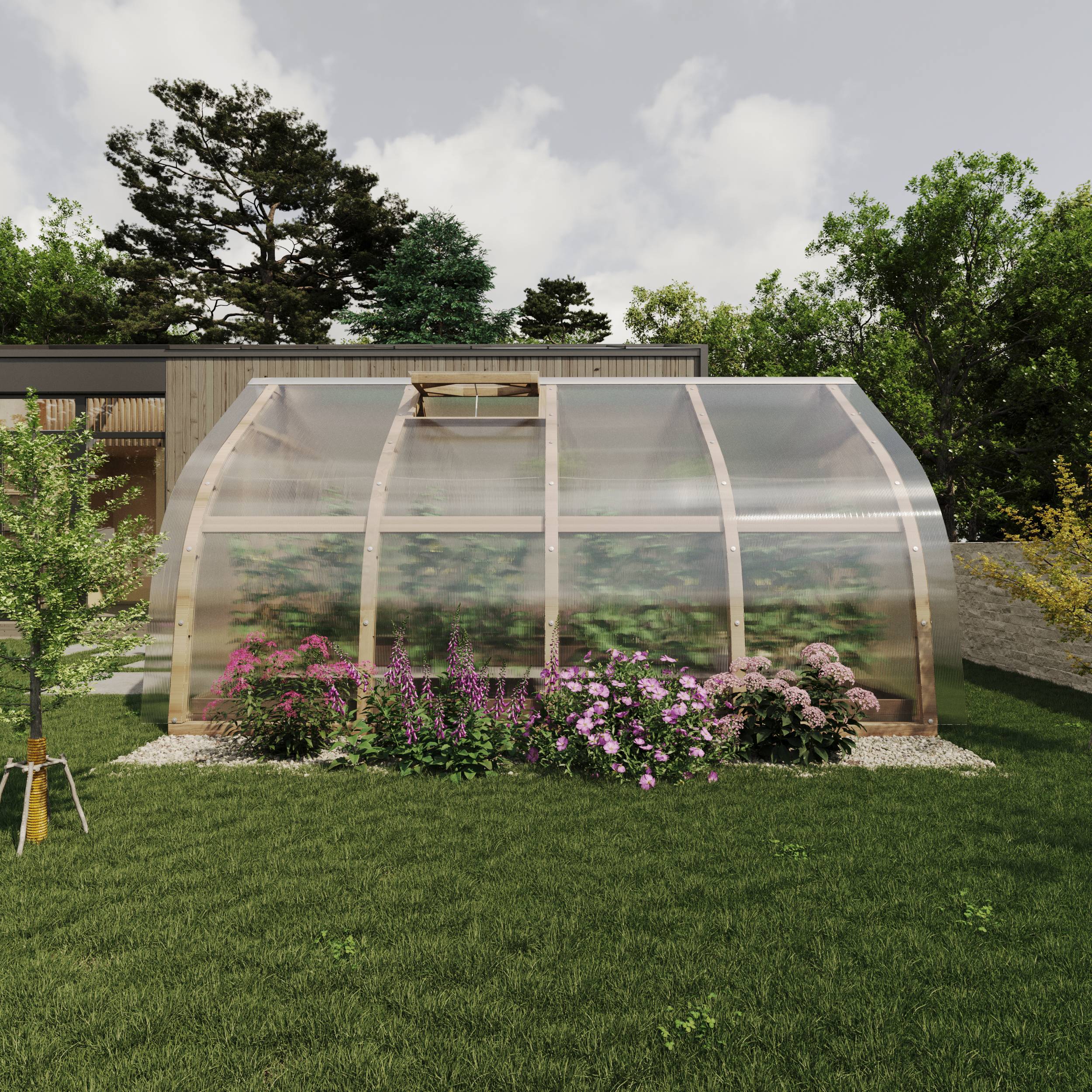 Serre en bois 24m² Norhage Tre 300 - Polycarbonate 16mm - Image 2